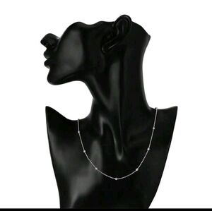Beaded 925 Silver Sparkling Clavicle Chain Choker Necklace 18"